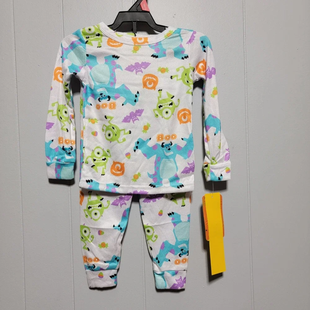 Disney‎ Monsters Inc Halloween Pajamas Toddler Sulley Mike Wazowski 2pc Set NEW